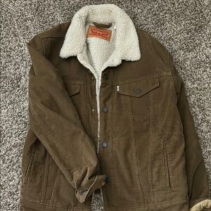 Levi's Men's Brown Corduroy Jacket with Sherpa Lining